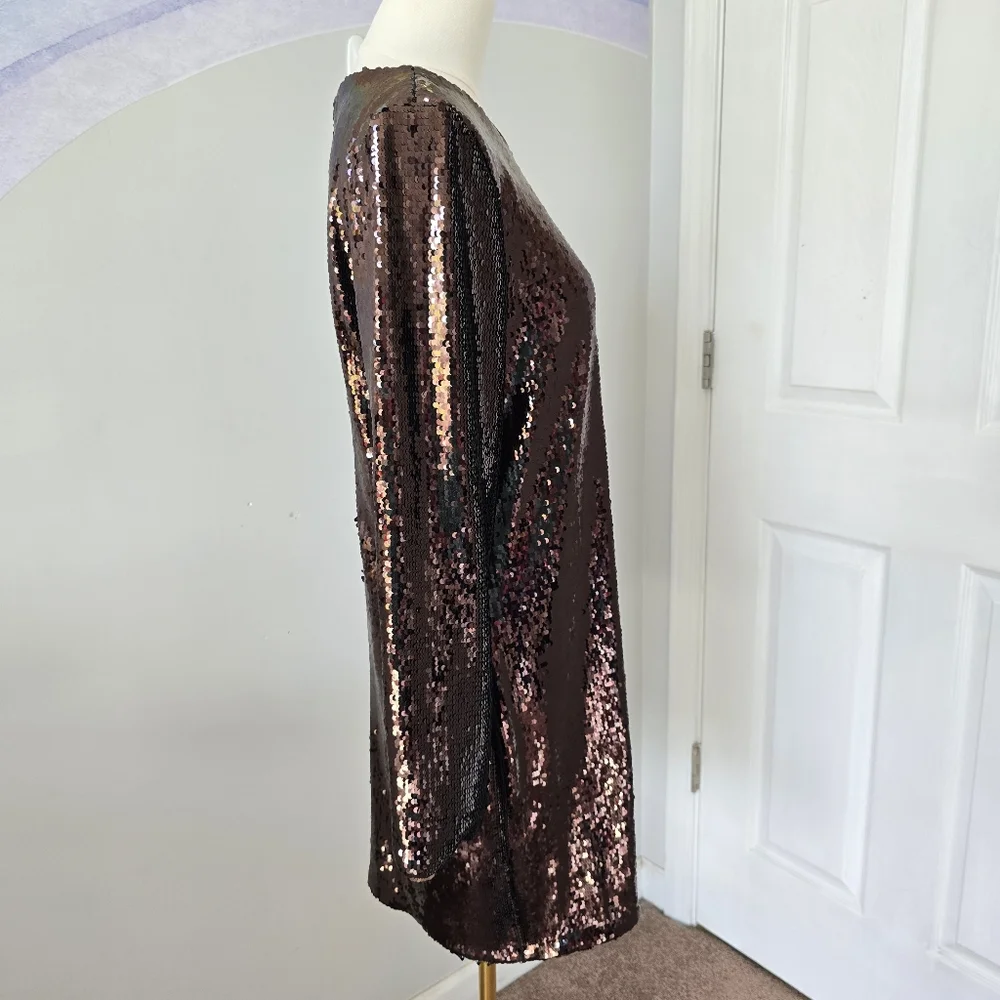 Banana Republic | Large | Chocolate Brown Stretch-Sequin Mini Dress - Picture 6 of 15